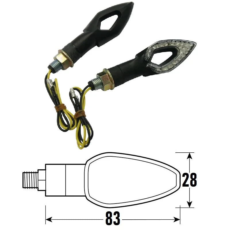 BCR - Freccia a Led SPEAR (Coppia) - Nero, Lente Trasparente