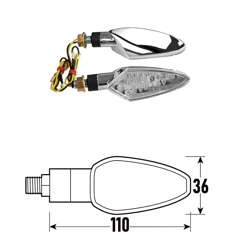 BCR - Freccia a Led SPEAR (Coppia) - Look Cromato