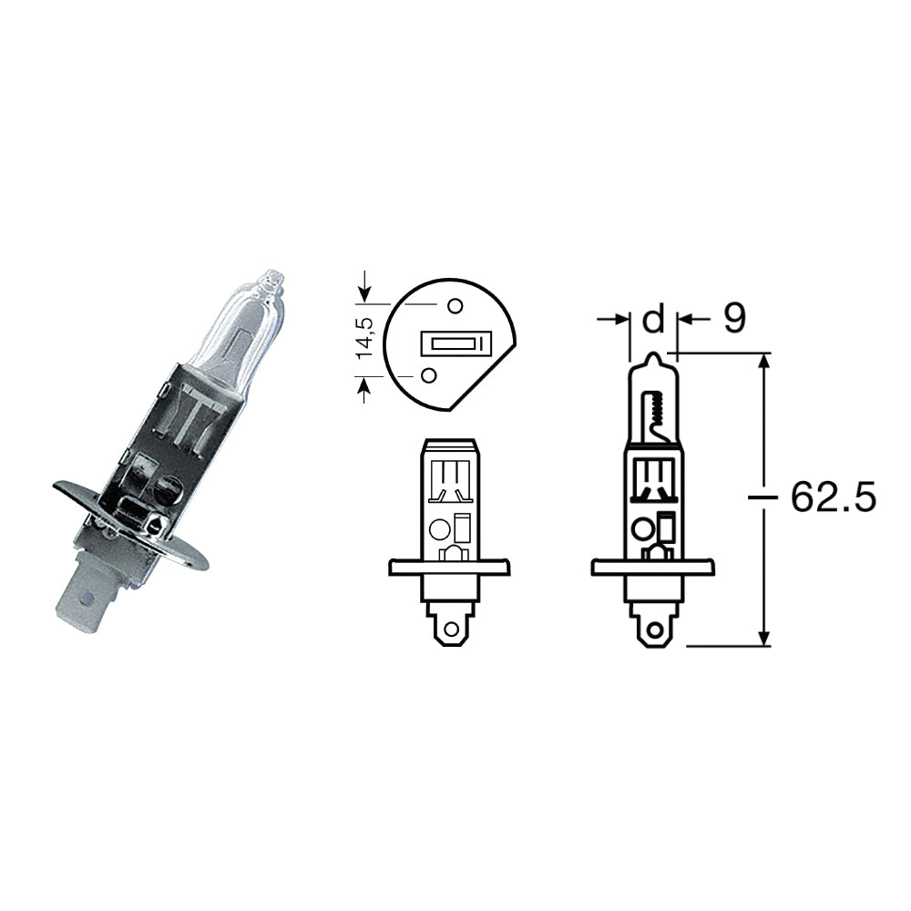 BCR - Lampada H1 12V-55W / P14,5S Blu (Coppia)