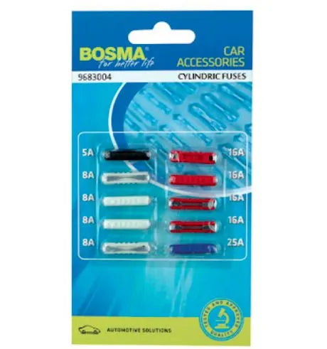 BOSMA - Fusibili Cilindrici (6x25mm) 5-8-16-25 Amp - Confezione 10pz