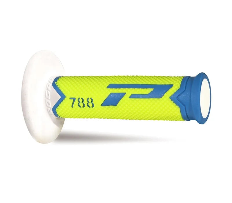 PROGRIP - Manopole MX 788-278 - Tripla Densità Azzurro/Giallo/Bianco senza Foro
