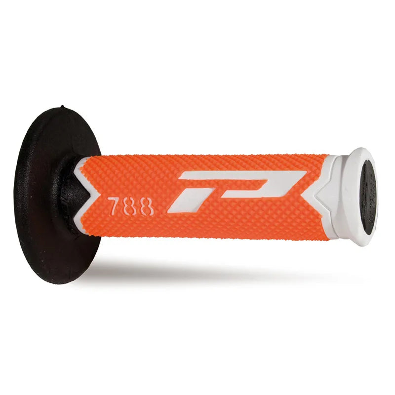 PROGRIP - Manopole MX 788-300 - Tripla Densità Bianco/Arancio/Nero senza Foro