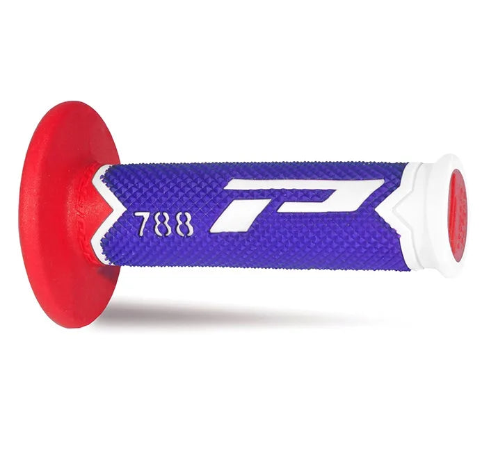 PROGRIP - Manopole MX 788-227 - Tripla Densità Bianco/Blu/Rosso senza Foro