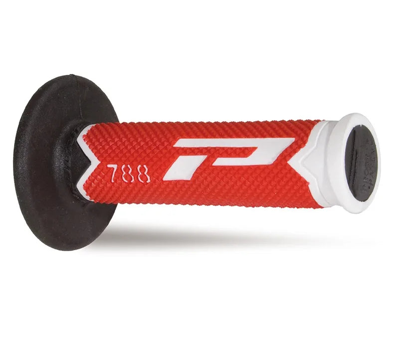 PROGRIP - Manopole MX 788-216 - Tripla Densità Bianco/Rosso/Nero senza Foro