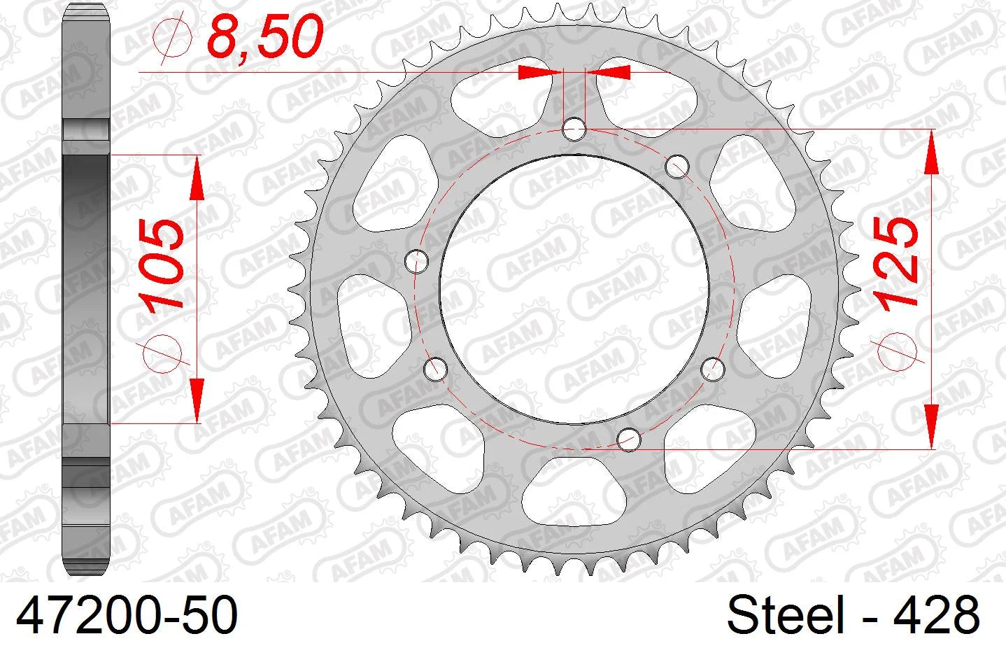 AFAM - Corona AFAM 47200-50 in Acciaio Passo 428