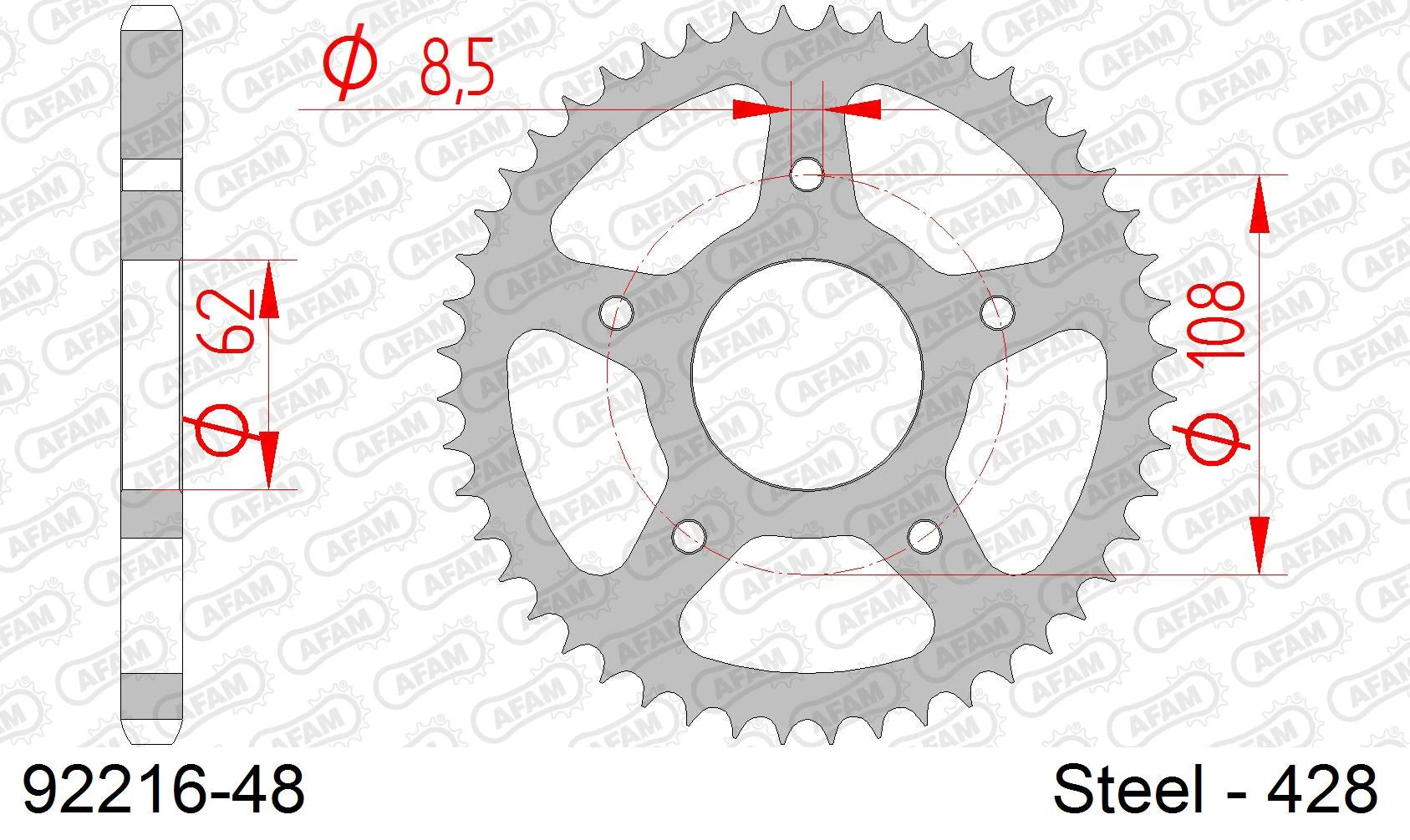 AFAM - Corona AFAM 92216-48 in Acciaio Passo 428