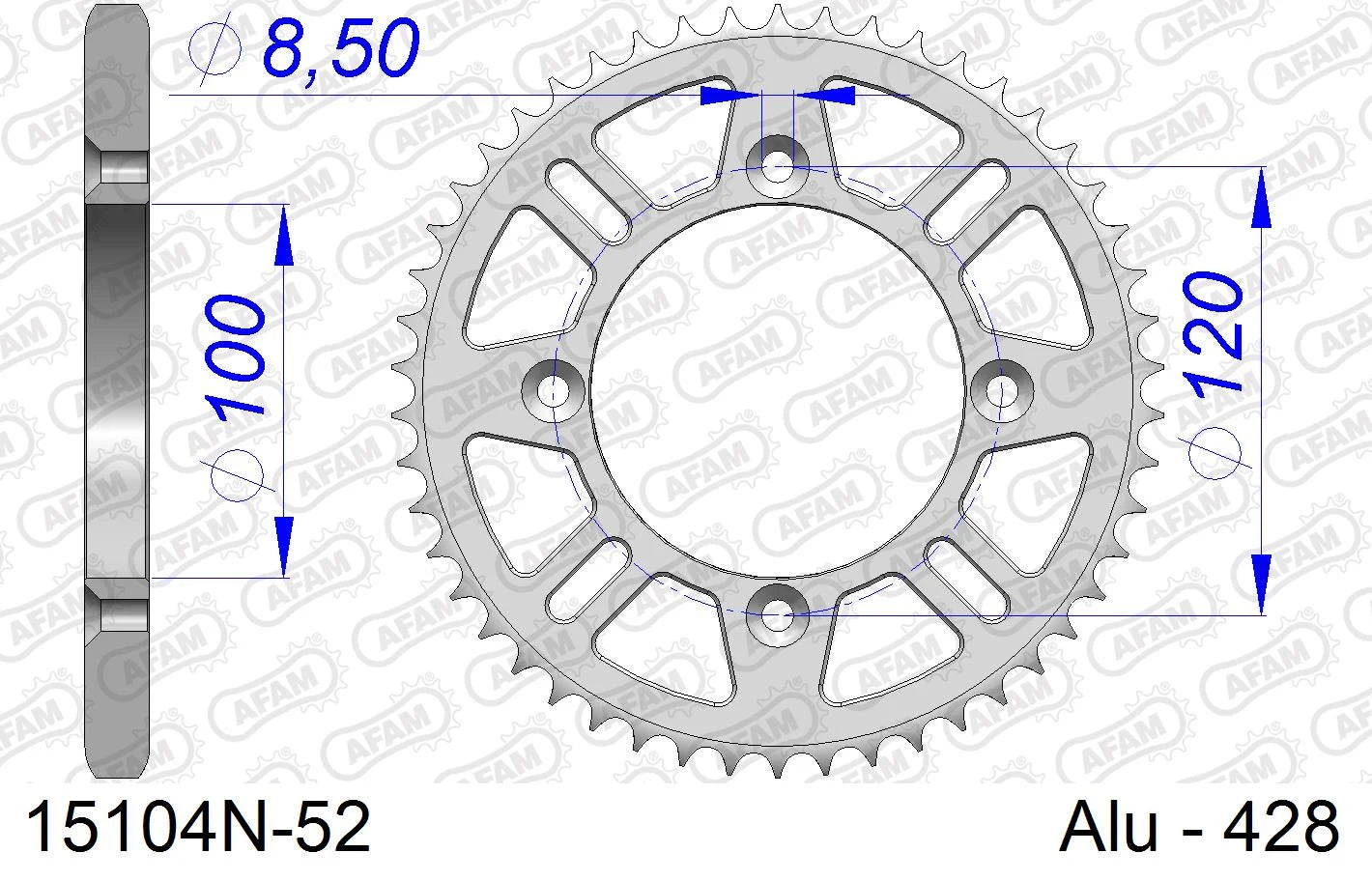 AFAM - Corona AFAM 15104N-52 in Alluminio Passo 428