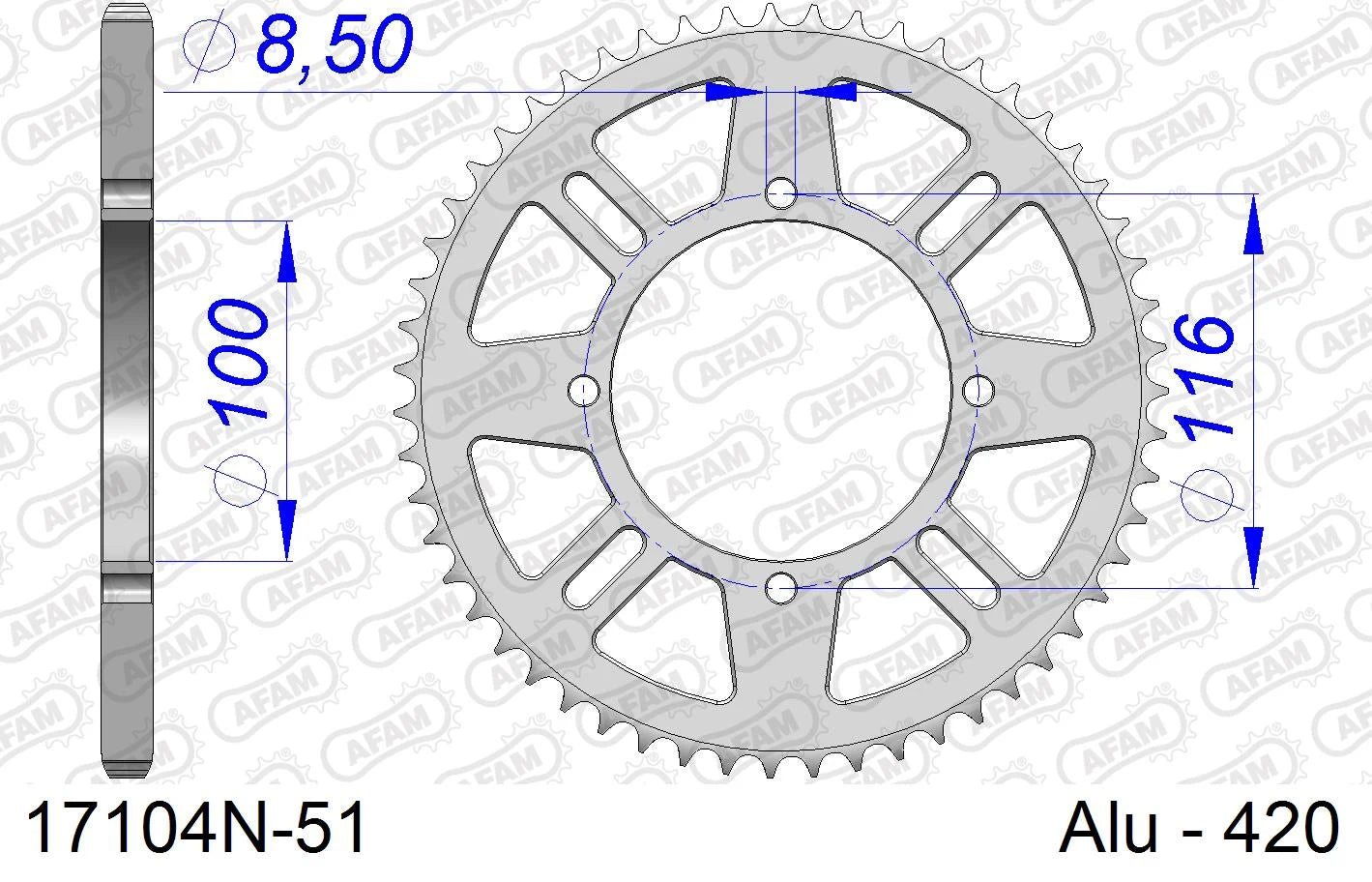 AFAM - Corona AFAM 17104N-51 in Alluminio Passo 420