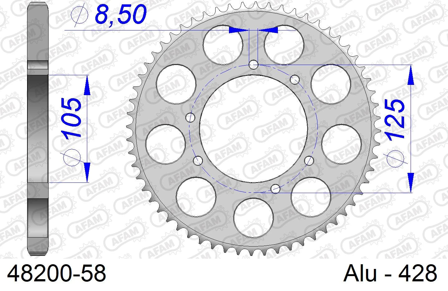AFAM - Corona AFAM 48200-58 in Alluminio Passo 428