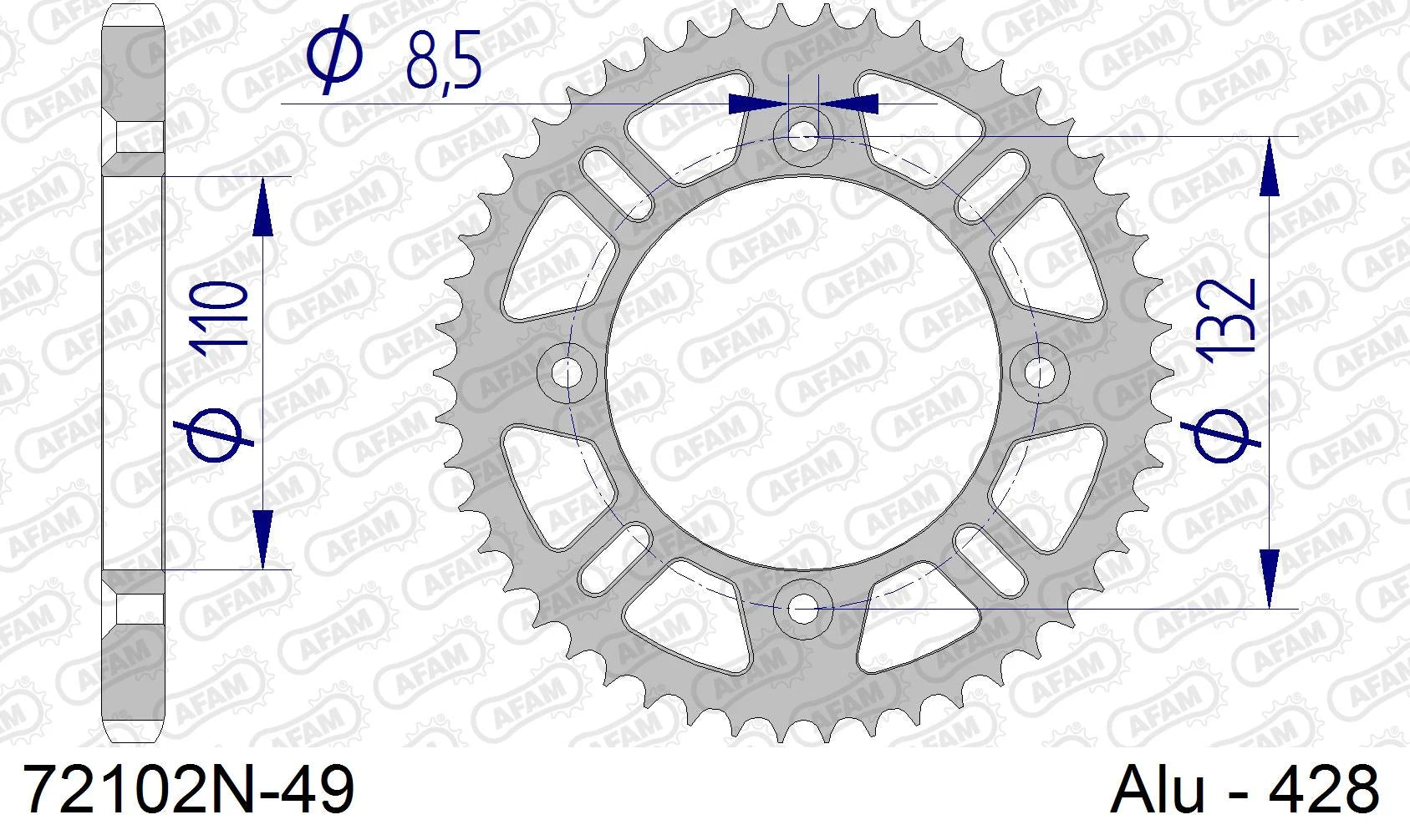 AFAM - Corona AFAM 72102N-49 in Alluminio Passo 428