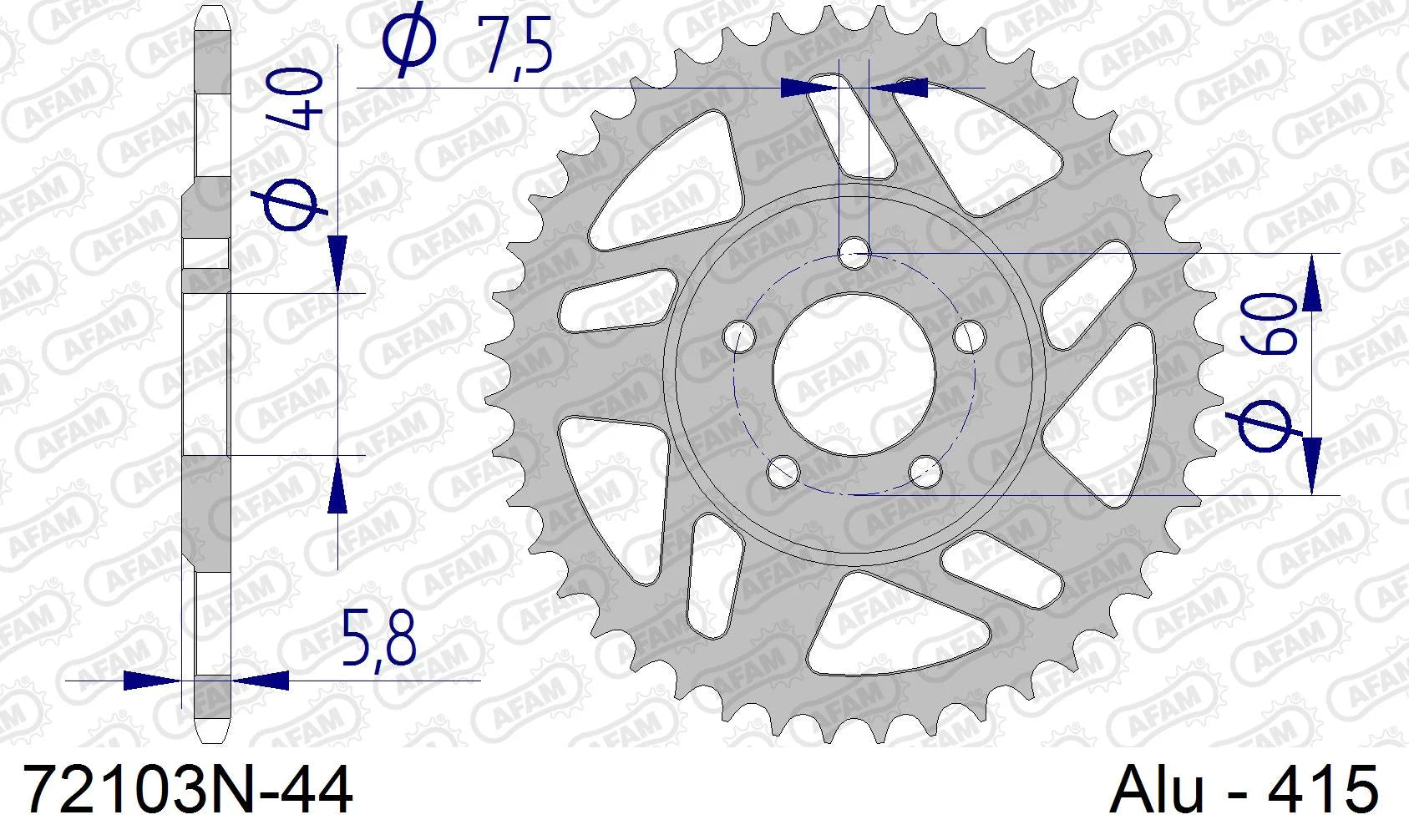 AFAM - Corona AFAM 72103N-44 in Alluminio Passo 415