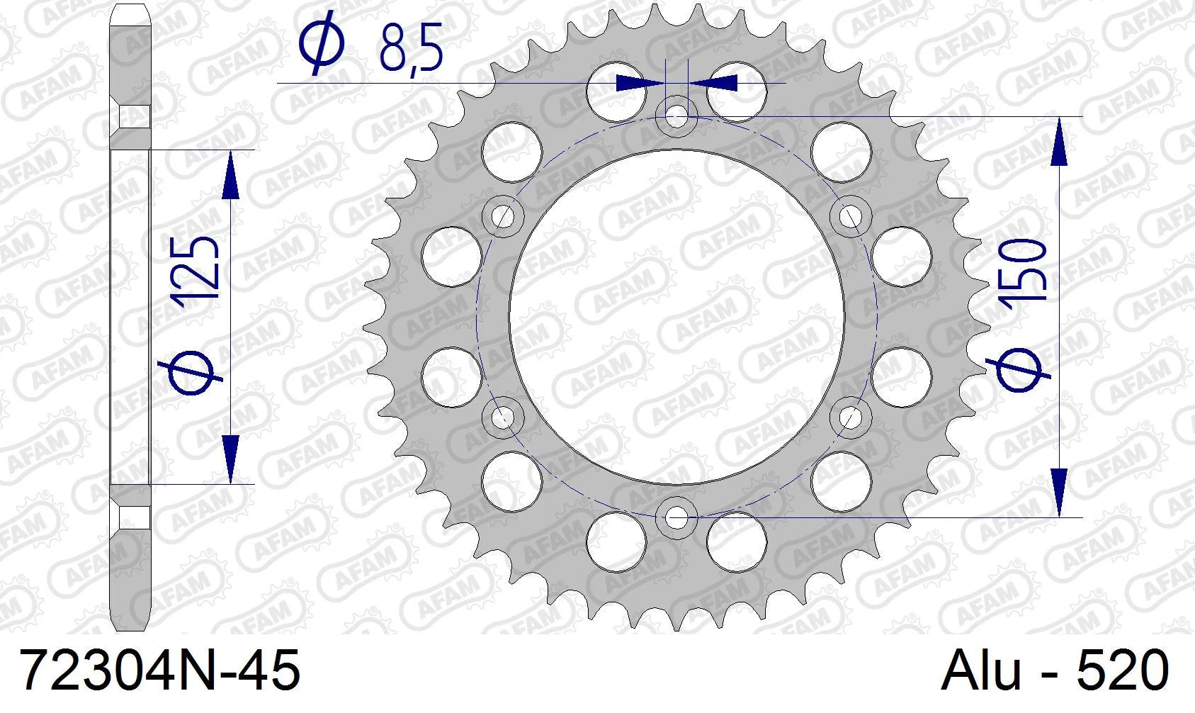 AFAM - Corona AFAM 72304N-45 in Alluminio Passo 520