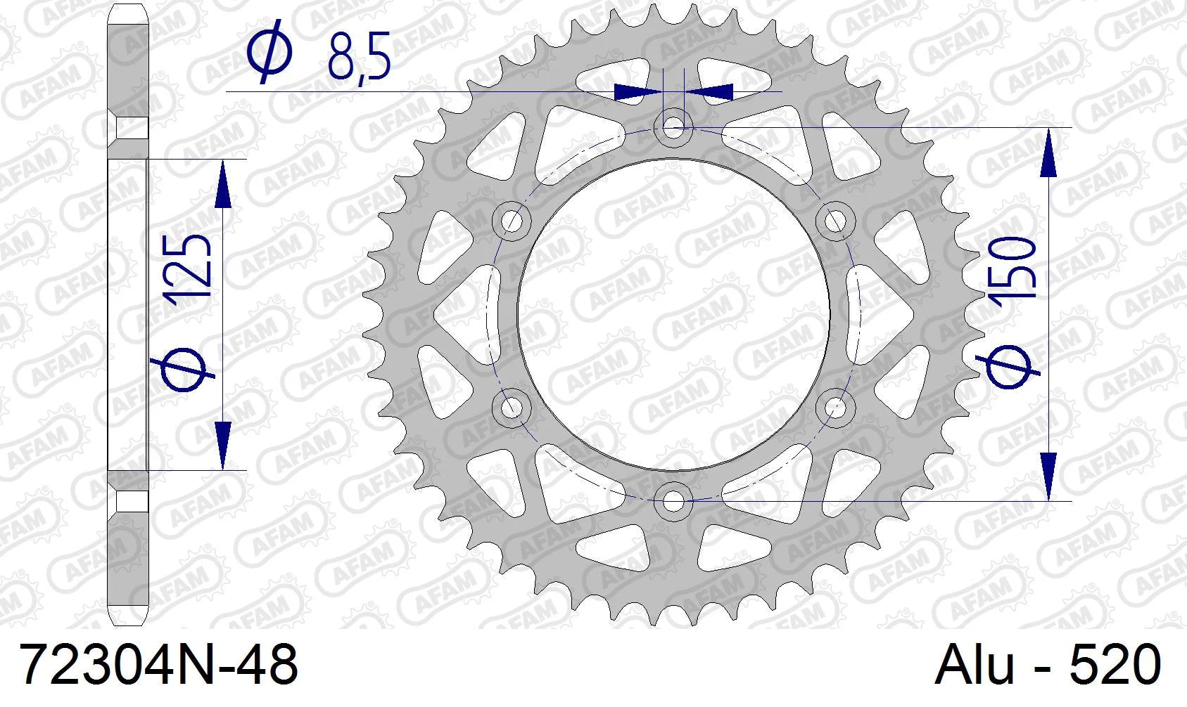 AFAM - Corona AFAM 72304N-48 in Alluminio Passo 520