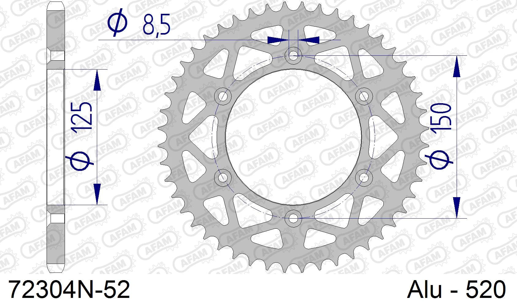 AFAM - Corona AFAM 72304N-52 in Alluminio Passo 520