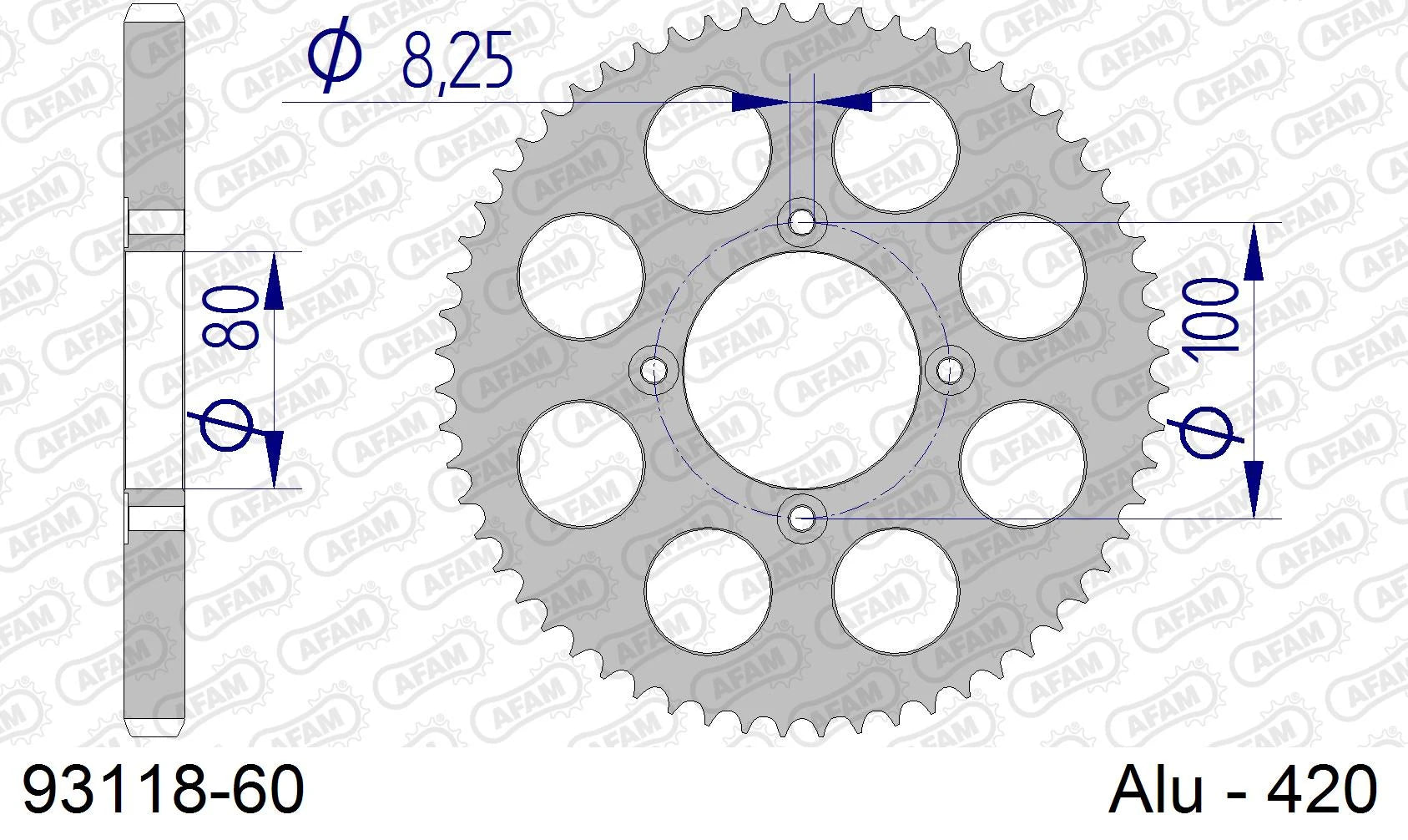 AFAM - Corona AFAM 93118-60 in Alluminio Passo 420
