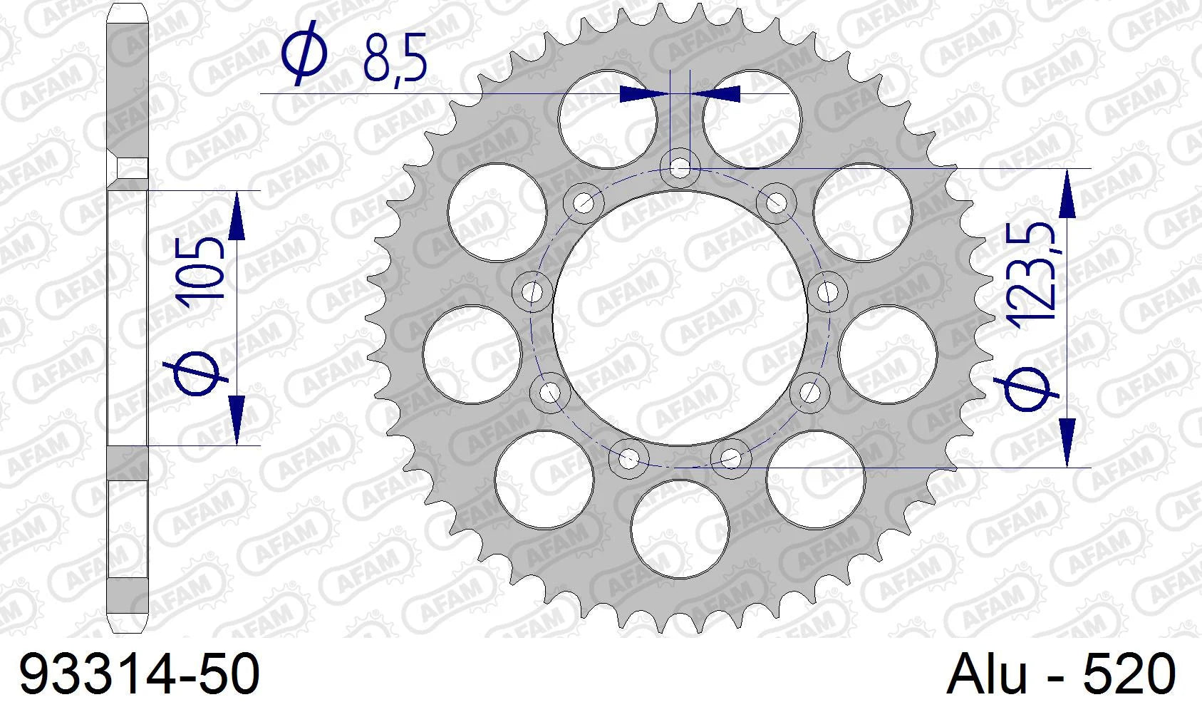 AFAM - Corona AFAM 93314-50 in Alluminio Passo 520