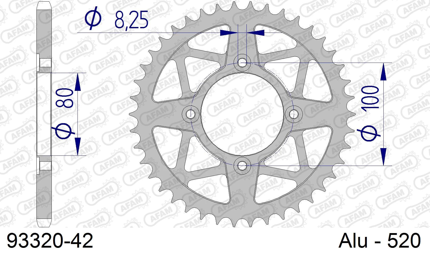 AFAM - Corona AFAM 93320-42 in Alluminio Passo 520