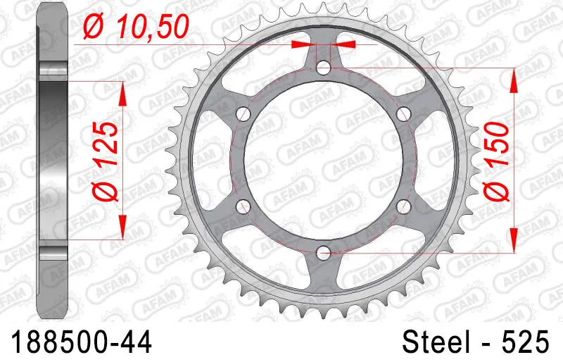 AFAM - Corona AFAM 188500-44 in Acciaio Passo 525