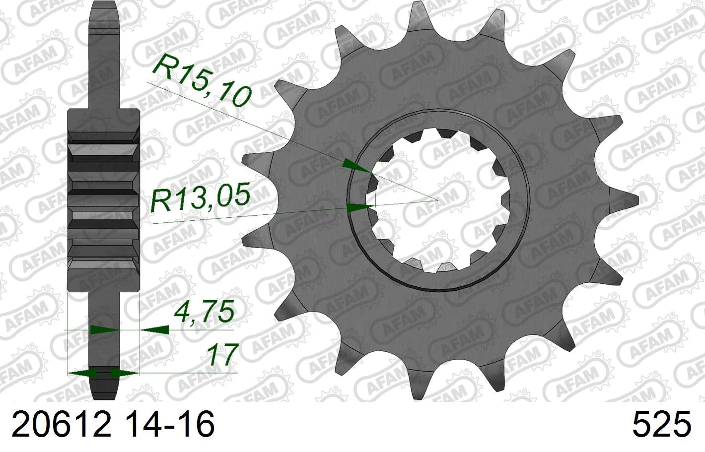 AFAM - Pignone AFAM 20612NR-15 Passo 525 con Gomma Antirumore