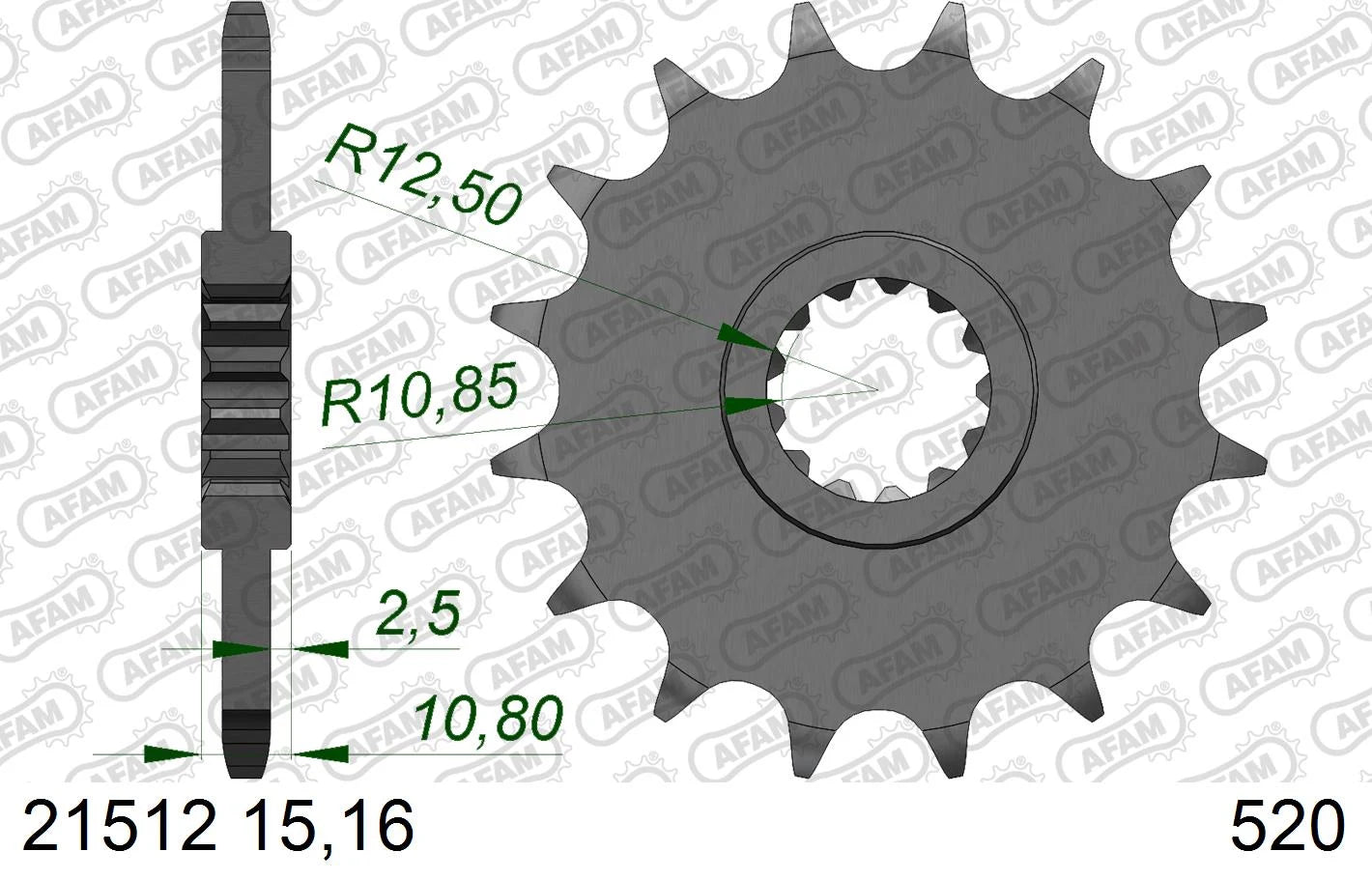 AFAM - Pignone AFAM 21512NR-16 Passo 520 con Gomma Antirumore
