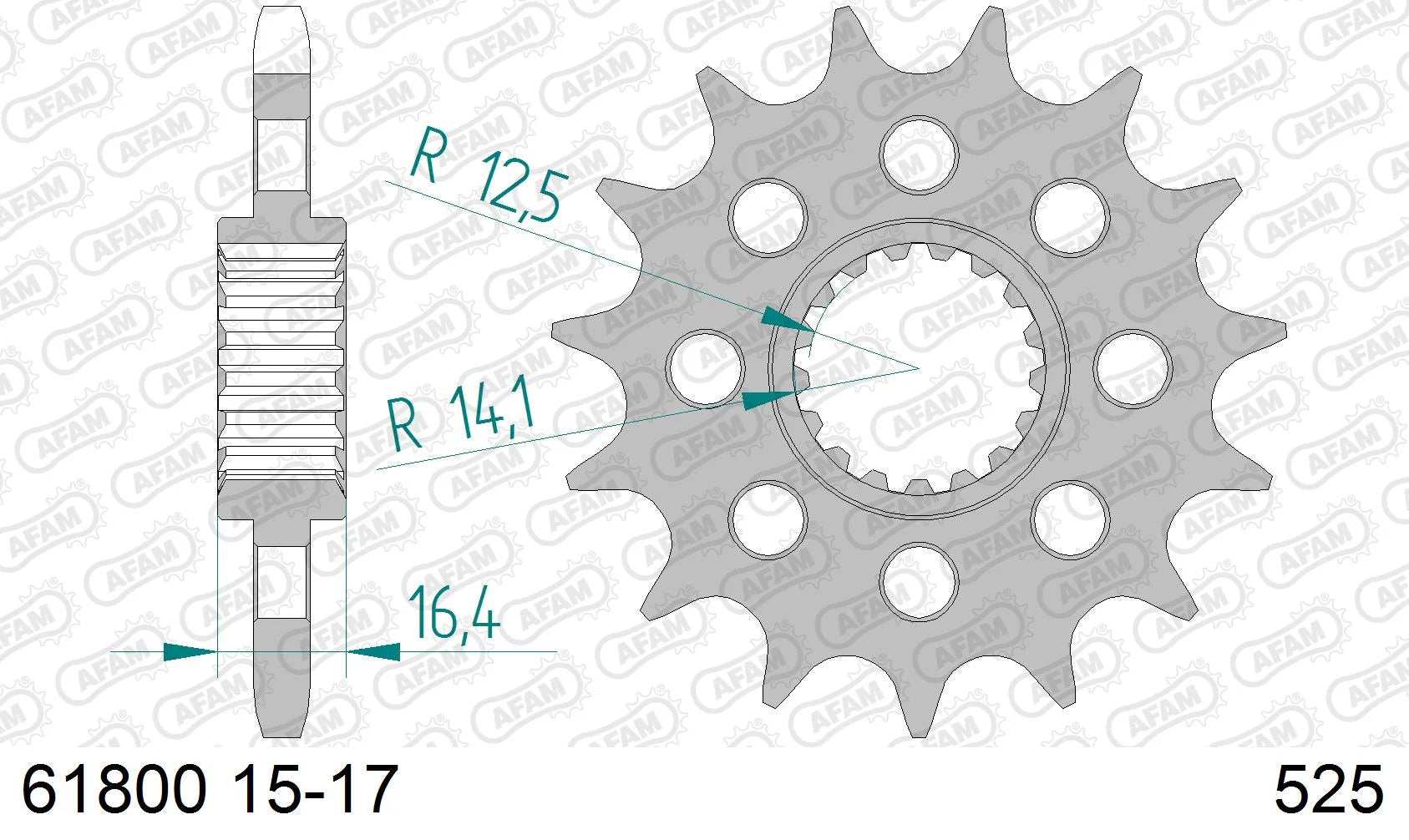AFAM - Pignone AFAM 61800NR-17 Passo 525 con Gomma Antirumore