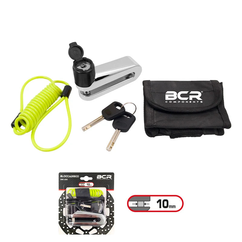 BCR - Bloccadisco Ø 10mm - 2 Chiavi Piatte, Cavo Reminder e Borsa