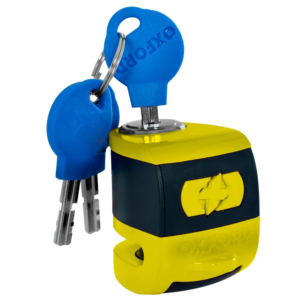 OXFORD - Lucchetto Bloccadisco Sonoro SCOOT XA5 Giallo/Nero - Perno Ø 5,5mm